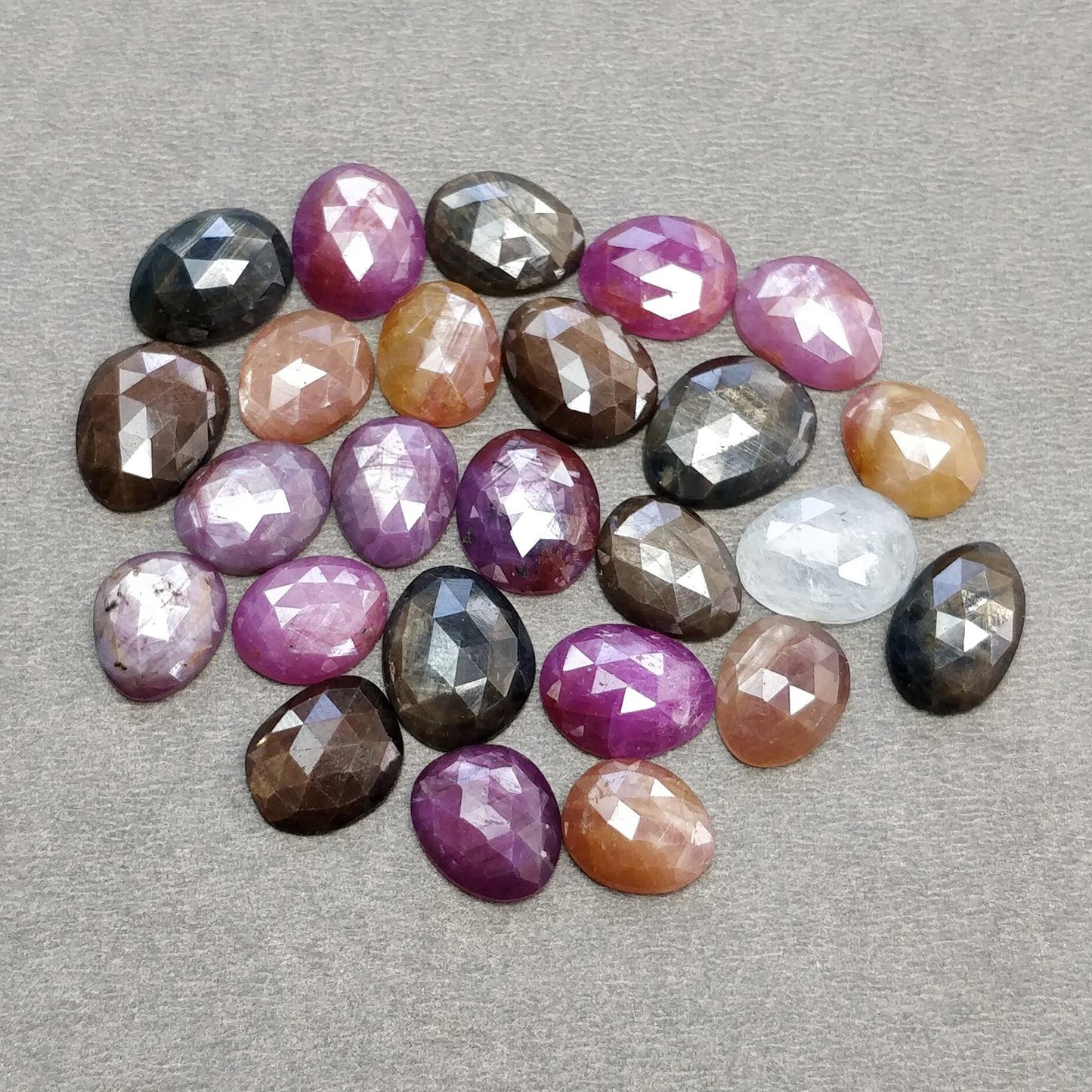 Multi Sapphire Gemstone Rose Cut : Natural Untreated Unheated Sapphire Multi Color Egg Shape Lot