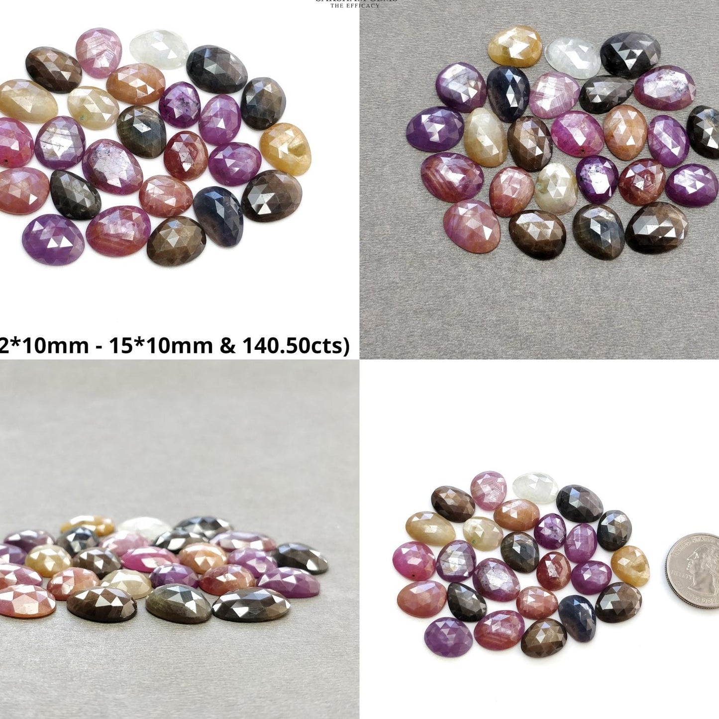 Multi Sapphire Gemstone Rose Cut : Natural Untreated Unheated Sapphire Multi Color Egg Shape Lot