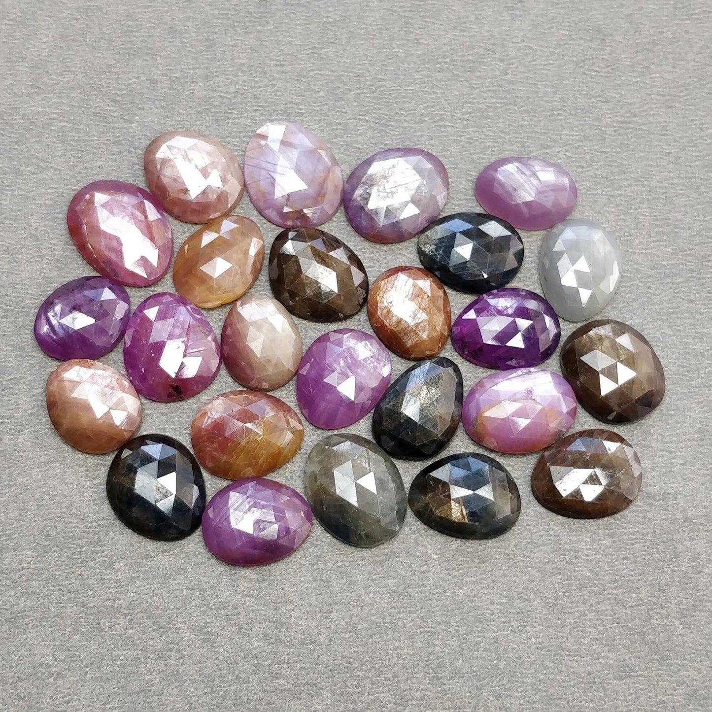 Multi Sapphire Gemstone Rose Cut : Natural Untreated Unheated Sapphire Multi Color Egg Shape Lot