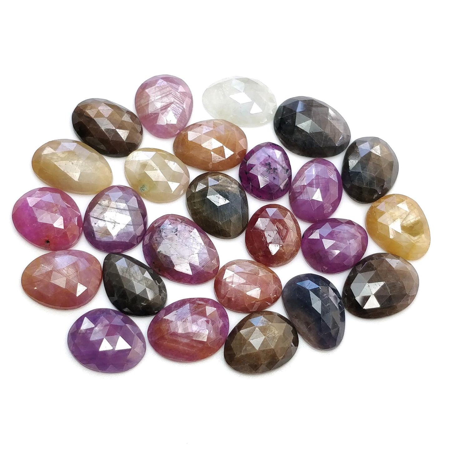Multi Sapphire Gemstone Rose Cut : Natural Untreated Unheated Sapphire Multi Color Egg Shape Lot