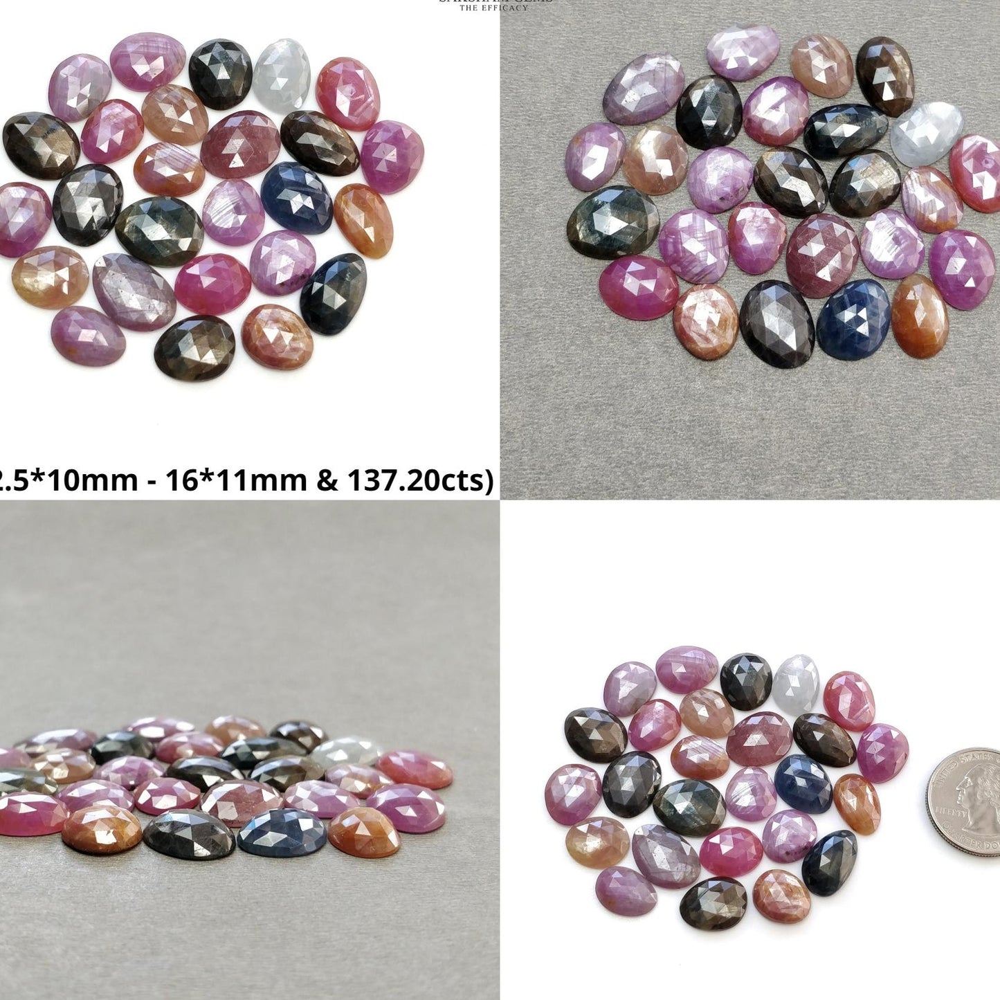 Multi Sapphire Gemstone Rose Cut : Natural Untreated Unheated Sapphire Multi Color Egg Shape Lot