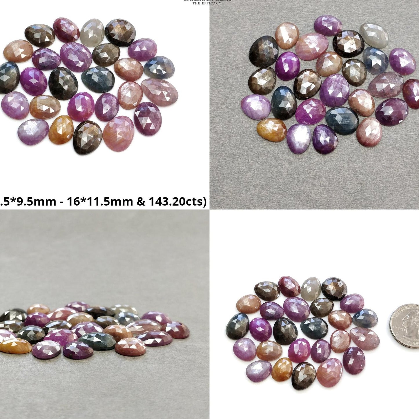 Multi Sapphire Gemstone Rose Cut : Natural Untreated Unheated Sapphire Multi Color Egg Shape Lot