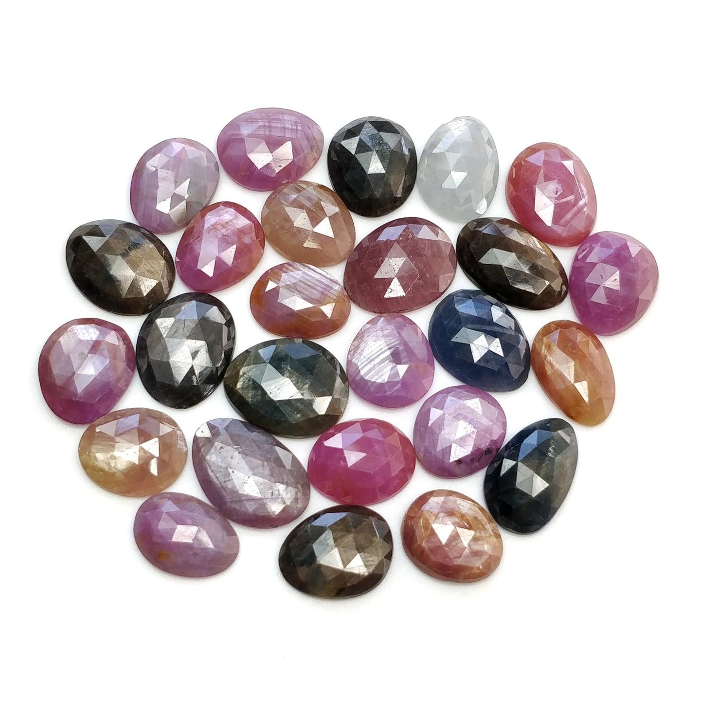 Multi Sapphire Gemstone Rose Cut : Natural Untreated Unheated Sapphire Multi Color Egg Shape Lot