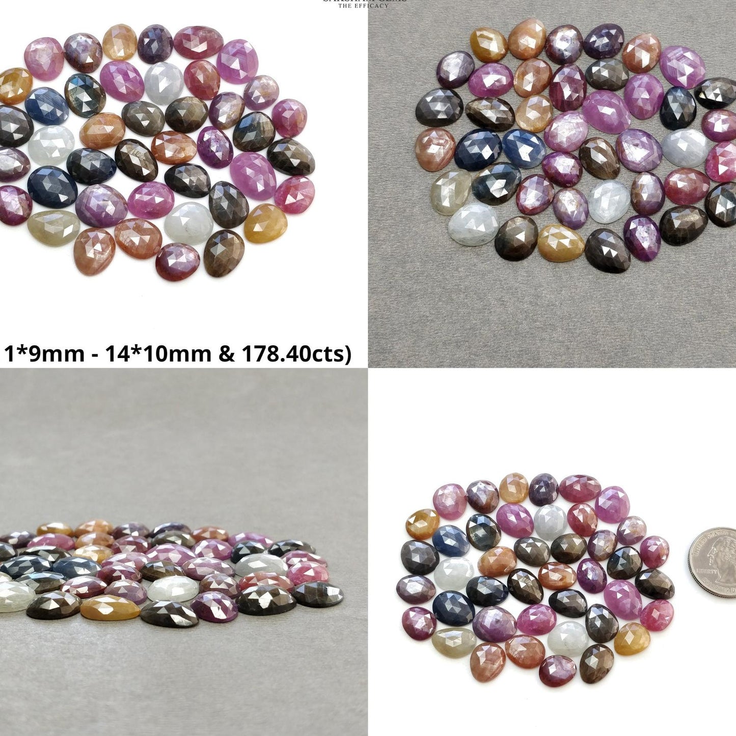 Multi Sapphire Gemstone Rose Cut : Natural Untreated Unheated Sapphire Multi Color Egg Shape Lot