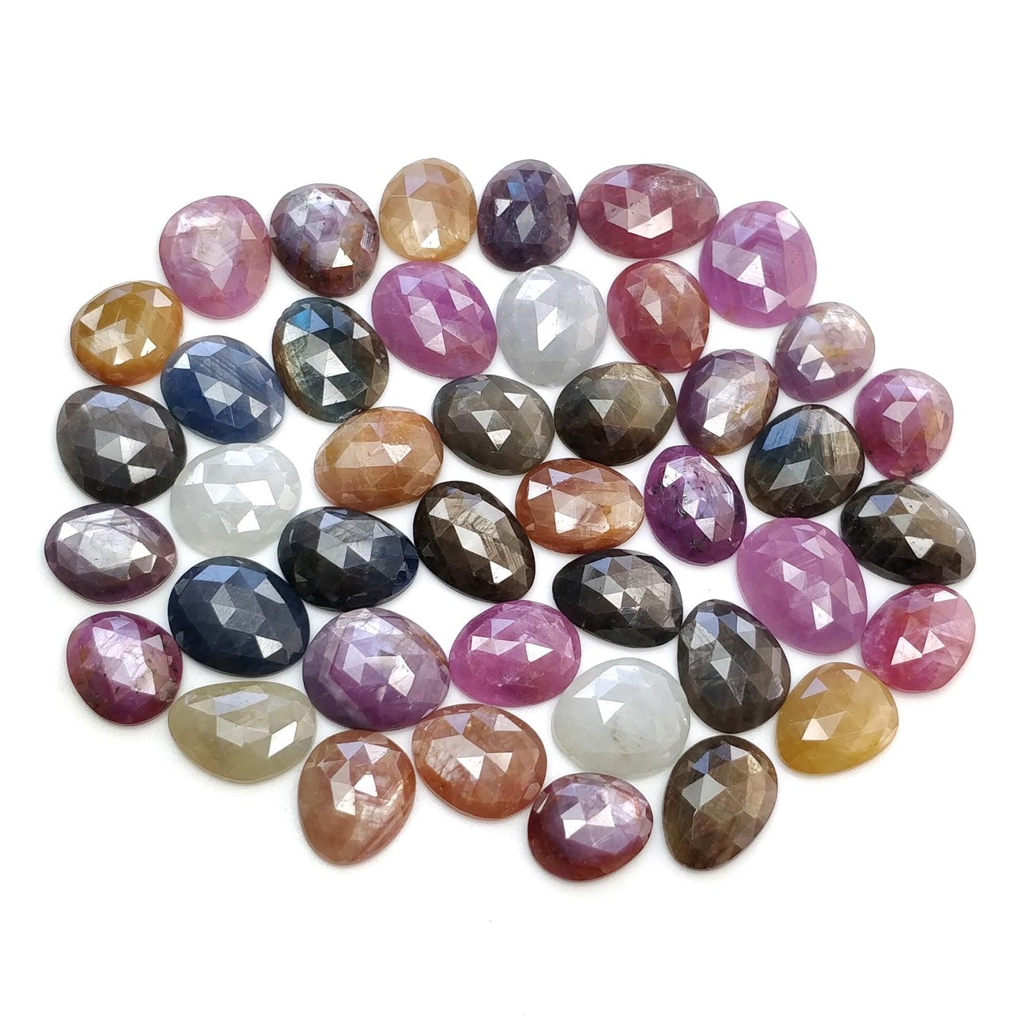 Multi Sapphire Gemstone Rose Cut : Natural Untreated Unheated Sapphire Multi Color Egg Shape Lot