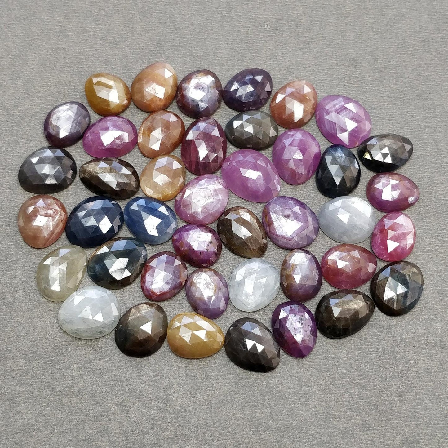 Multi Sapphire Gemstone Rose Cut : Natural Untreated Unheated Sapphire Multi Color Egg Shape Lot
