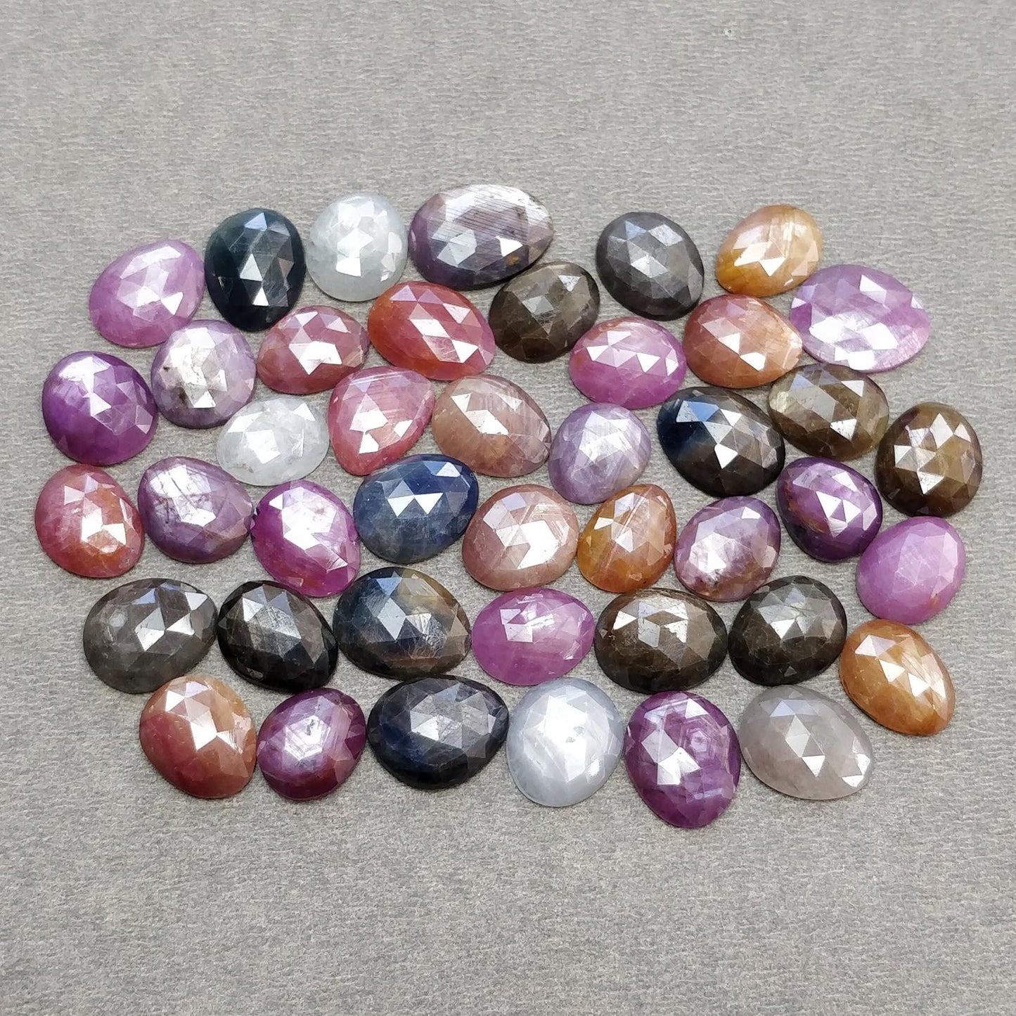 Multi Sapphire Gemstone Rose Cut : Natural Untreated Unheated Sapphire Multi Color Egg Shape Lot