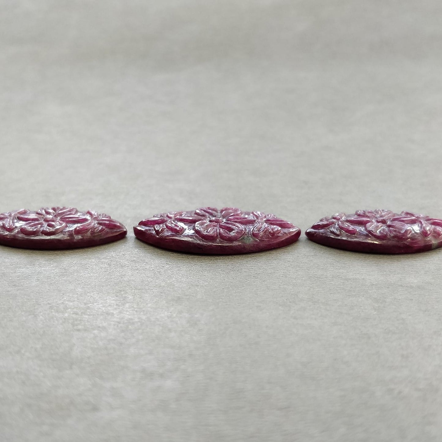 RUBY Gemstone Carving : 86.55cts Natural Untreated Unheated Red Ruby Hand Carved Marquise Shape 31*19mm - 35*21mm 3pcs