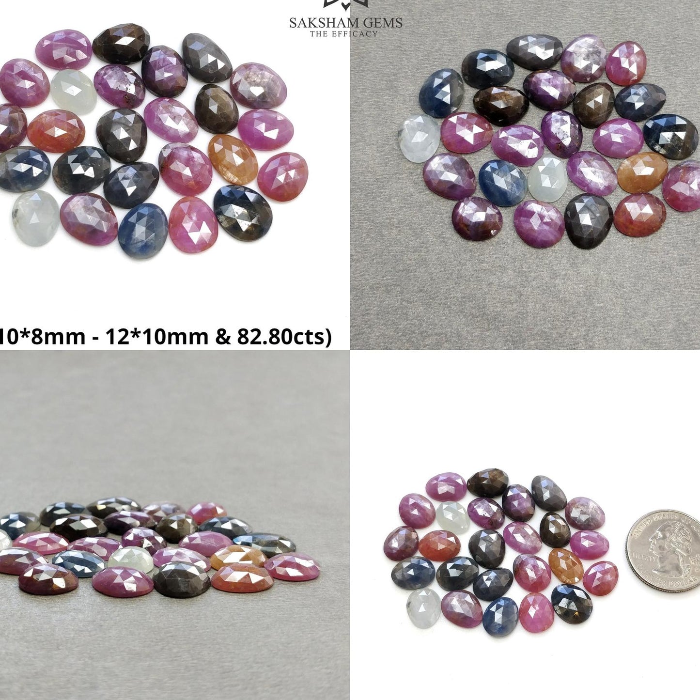 Multi Sapphire Gemstone Rose Cut : Natural Untreated Unheated Sapphire Multi Color Egg Shape 25pcs Lot