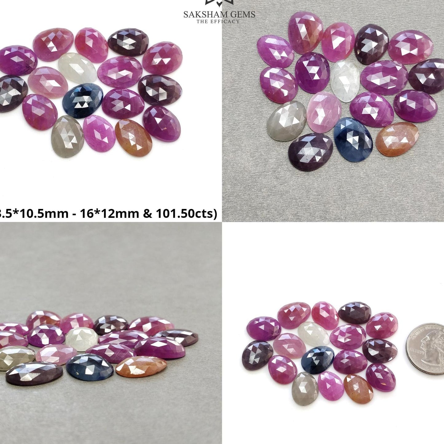 Multi Sapphire Gemstone Rose Cut : Natural Untreated Unheated Sapphire Multi Color Egg Shape Lot