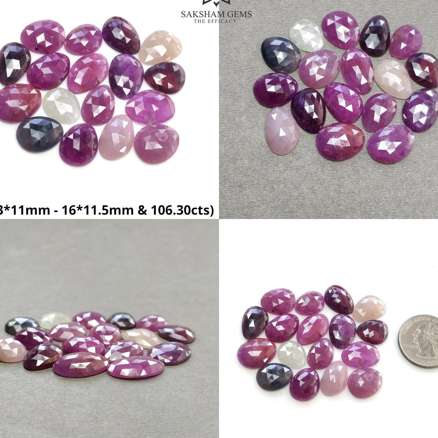 Multi Sapphire Gemstone Rose Cut : Natural Untreated Unheated Sapphire Multi Color Egg Shape Lot