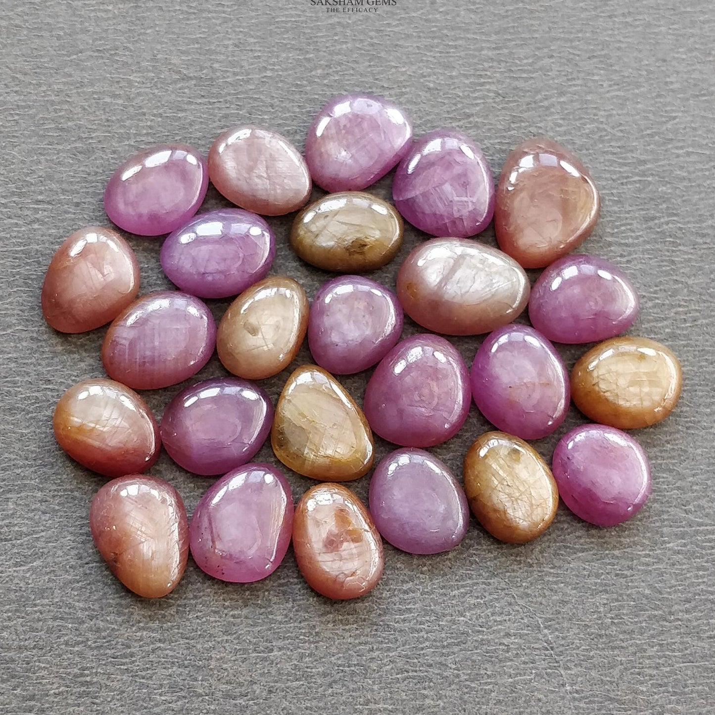 Ruby & Orange Sapphire Gemstone Cabochon : 60.00cts Natural Untreated Raspberry Sheen Ruby Uneven Shape 8.5*8mm - 11*8mm 25pcs