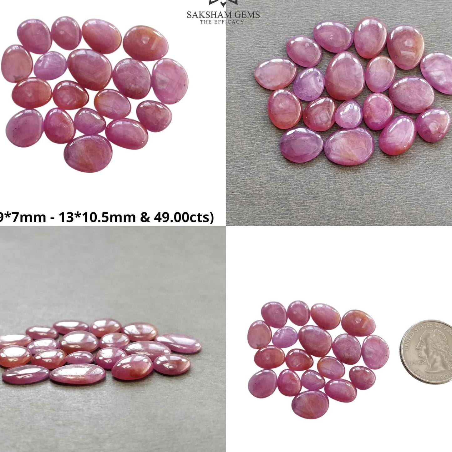 Ruby Gemstone Cabochon : Natural Untreated Unheated Sheen Ruby Uneven Egg Shape Lots