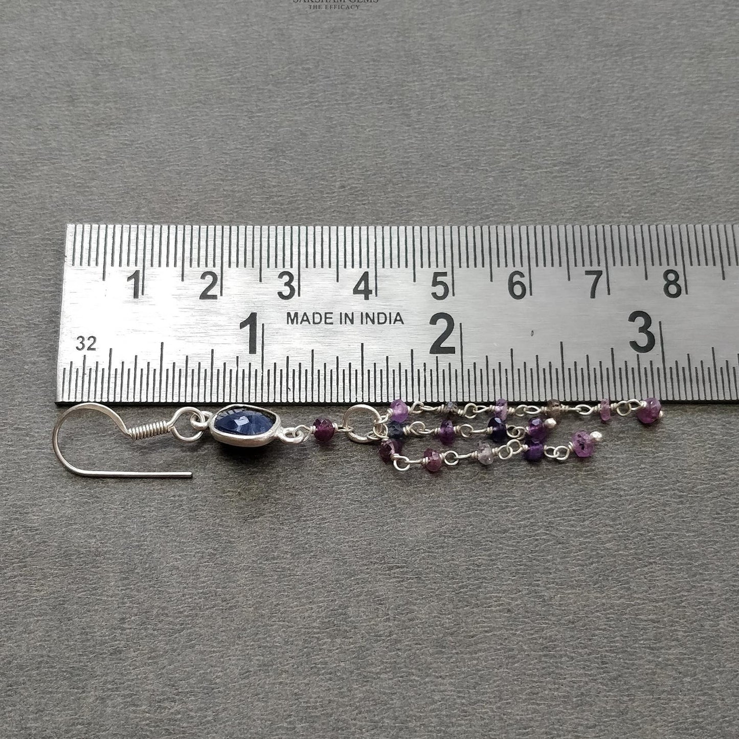 925 Sterling Silver Jewelry : 9.26gms Natural Untreated Blue & Multi SAPPHIRE Gemstone Beads Necklace Drop Dangle Earring Jewelry Set
