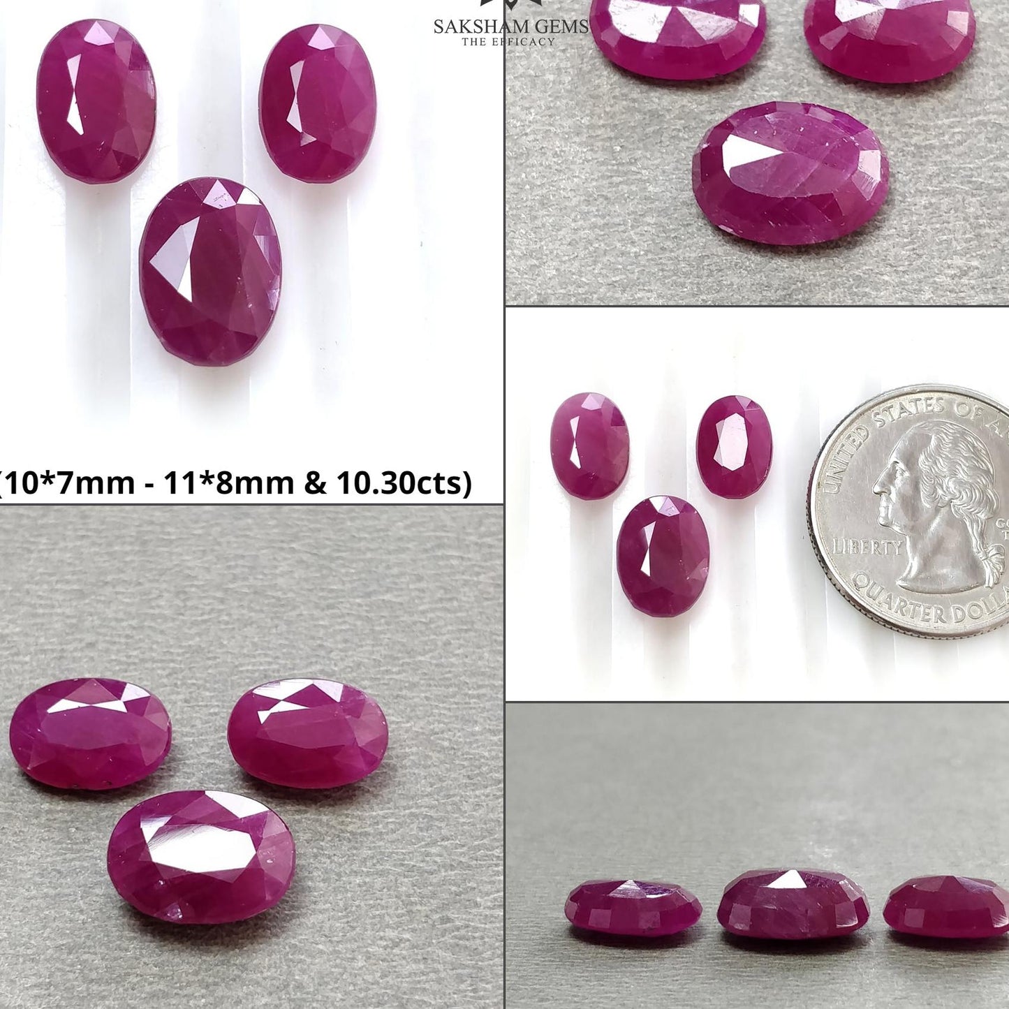 Ruby Gemstone Normal Cut : Natural Untreated Unheated Red Ruby Oval & Cushion Shape 3pcs Set