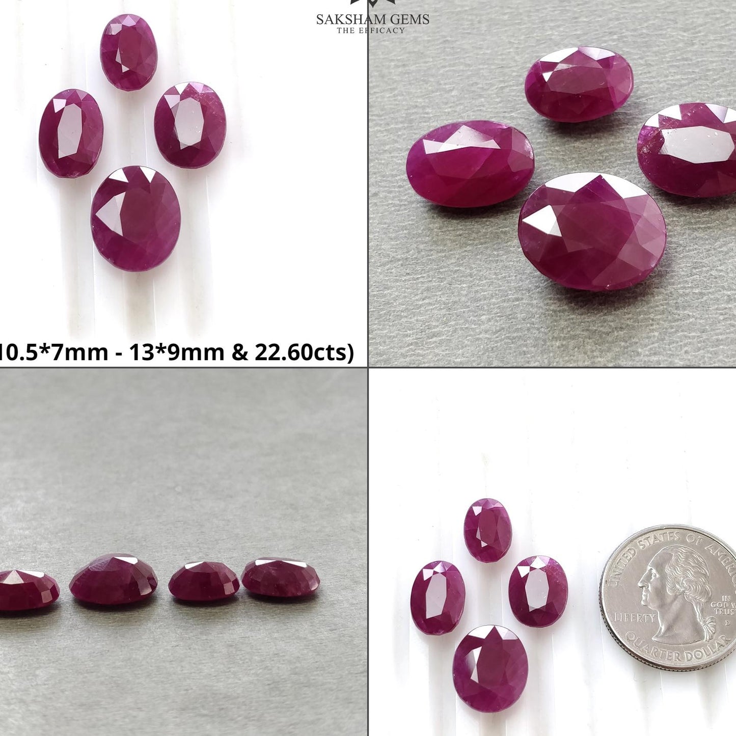Ruby Gemstone Normal Cut : Natural Untreated Unheated Red Ruby Oval & Baguette Shape 3pcs Set