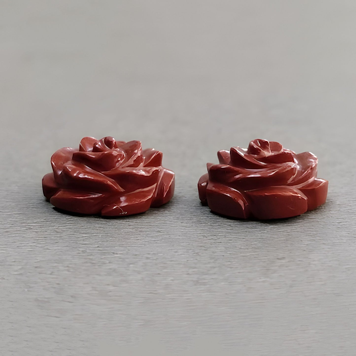 11.10cts Natural Untreated Jasper Gemstone Carving Rose Flower Round Shape Pair