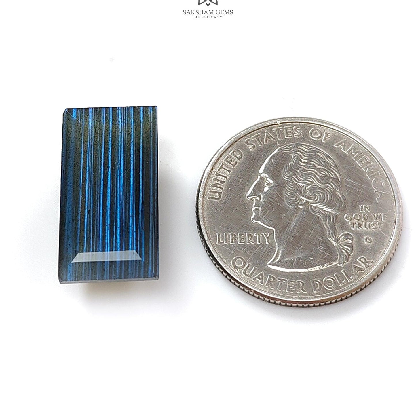 Labradorite Cabochon Fancy Cut : 16.50cts Natural Untreated Unheated Blue Labradorite Baguette Shape 1pc For Jewelry 21*11mm