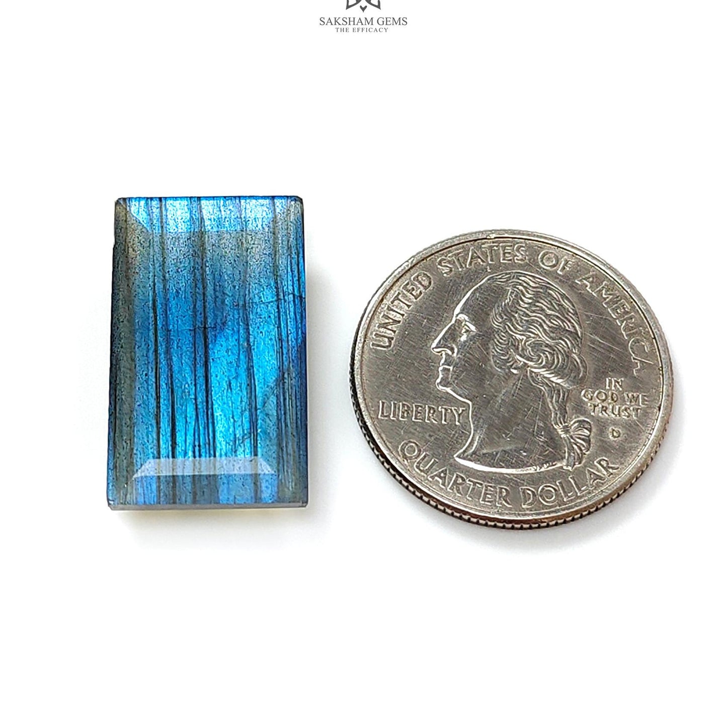 Labradorite Cabochon Fancy Cut : 16.90cts Natural Untreated Unheated Blue Labradorite Baguette Shape 1pc For Jewelry 24*14mm