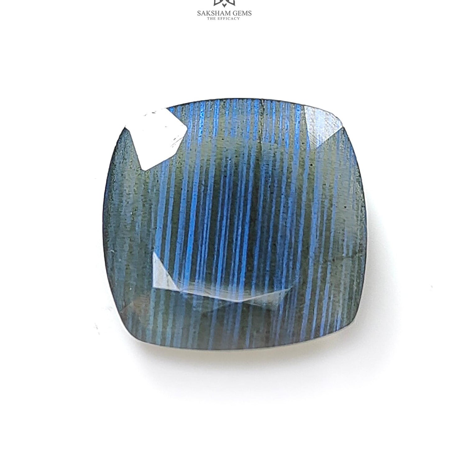 Labradorite Cabochon Fancy Cut : 21.40cts Natural Untreated Unheated Blue Labradorite Cushion Shape 1pc For Jewelry 21mm