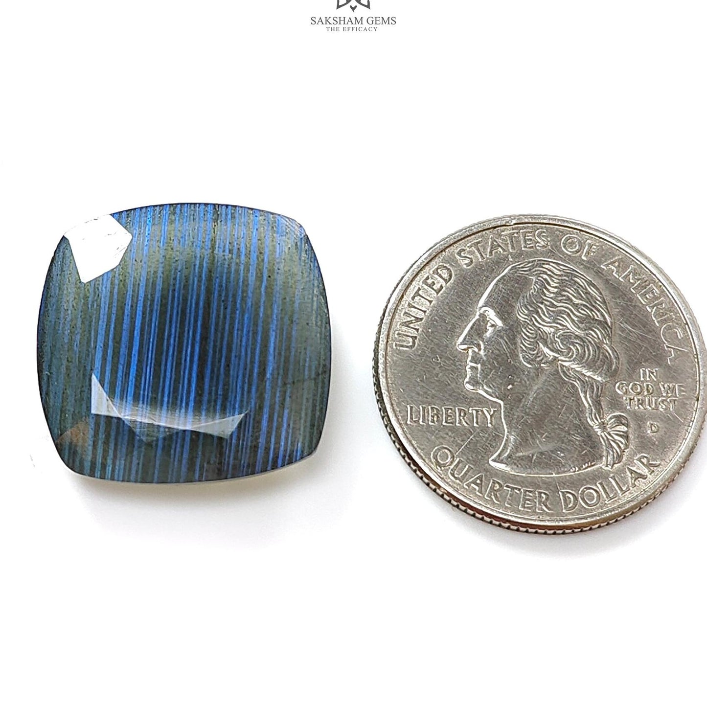 Labradorite Cabochon Fancy Cut : 21.40cts Natural Untreated Unheated Blue Labradorite Cushion Shape 1pc For Jewelry 21mm