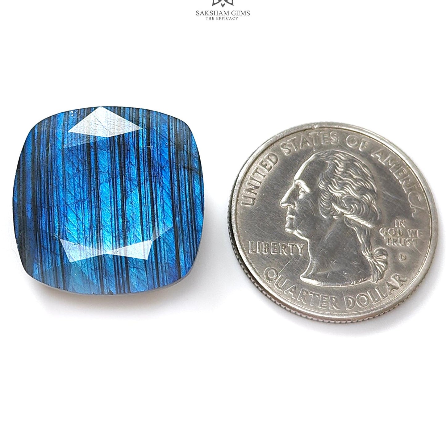 Labradorite Cabochon Fancy Cut : 29.00cts Natural Untreated Unheated Blue Labradorite Cushion Shape 1pc For Jewelry 22mm
