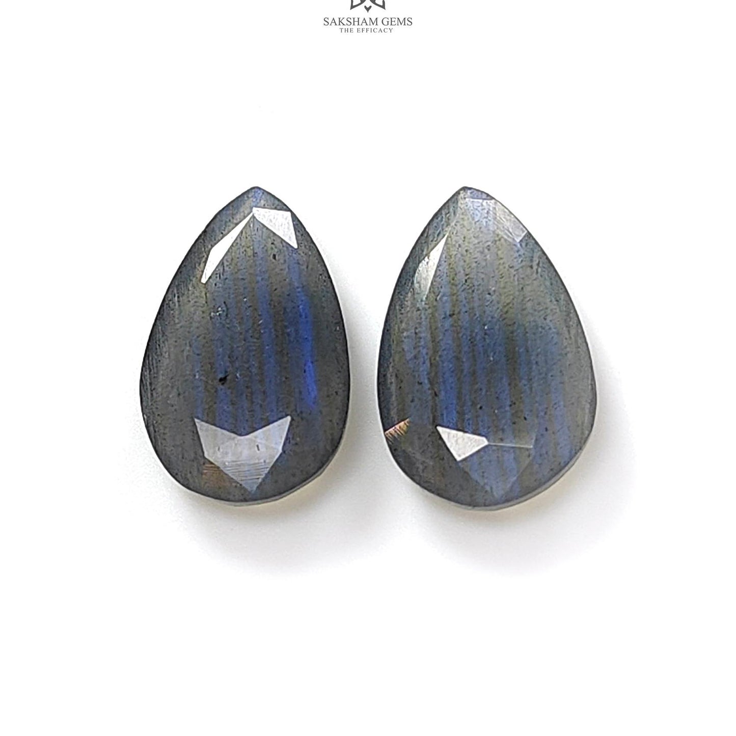 Labradorite Cabochon Fancy Cut: 9.00cts Natural Untreated Unheated Blue Labradorite Pear Shape 17*10mm Pair For Jewelry