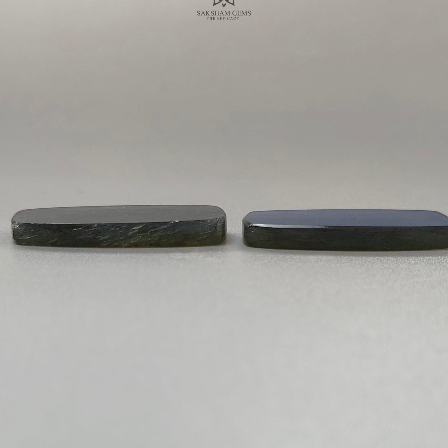 Rainbow Flashing Labradorite Gemstone Flat Slices: Natural Untreated Blue Labradorite Baguette Shape Pair For Jewelry