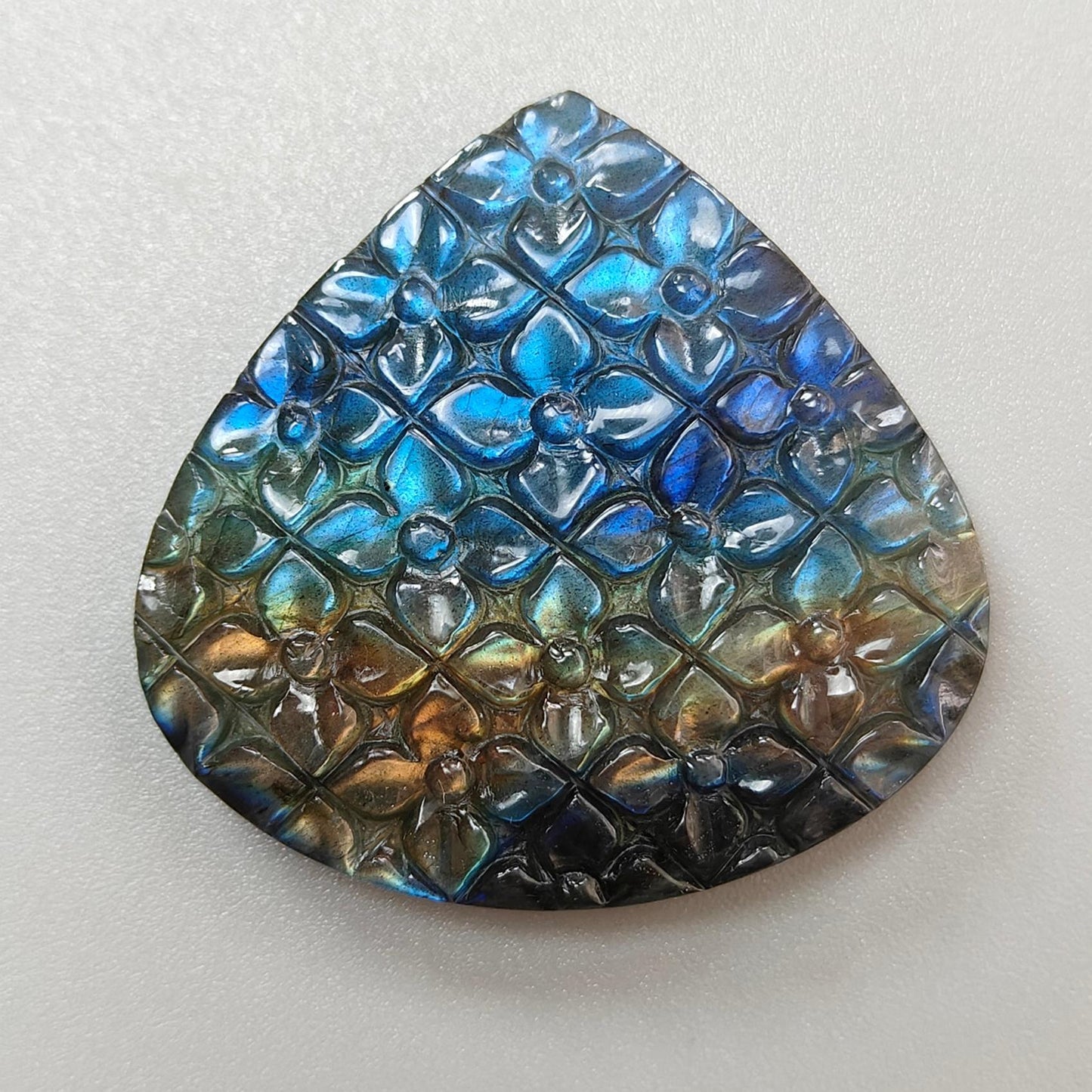 Blue Labradorite Gemstone Carving: 85.10cts Natural Untreated Unheated Labradorite Hand Carved Heart Shape 42*40.5mm 1pc For Jewelry