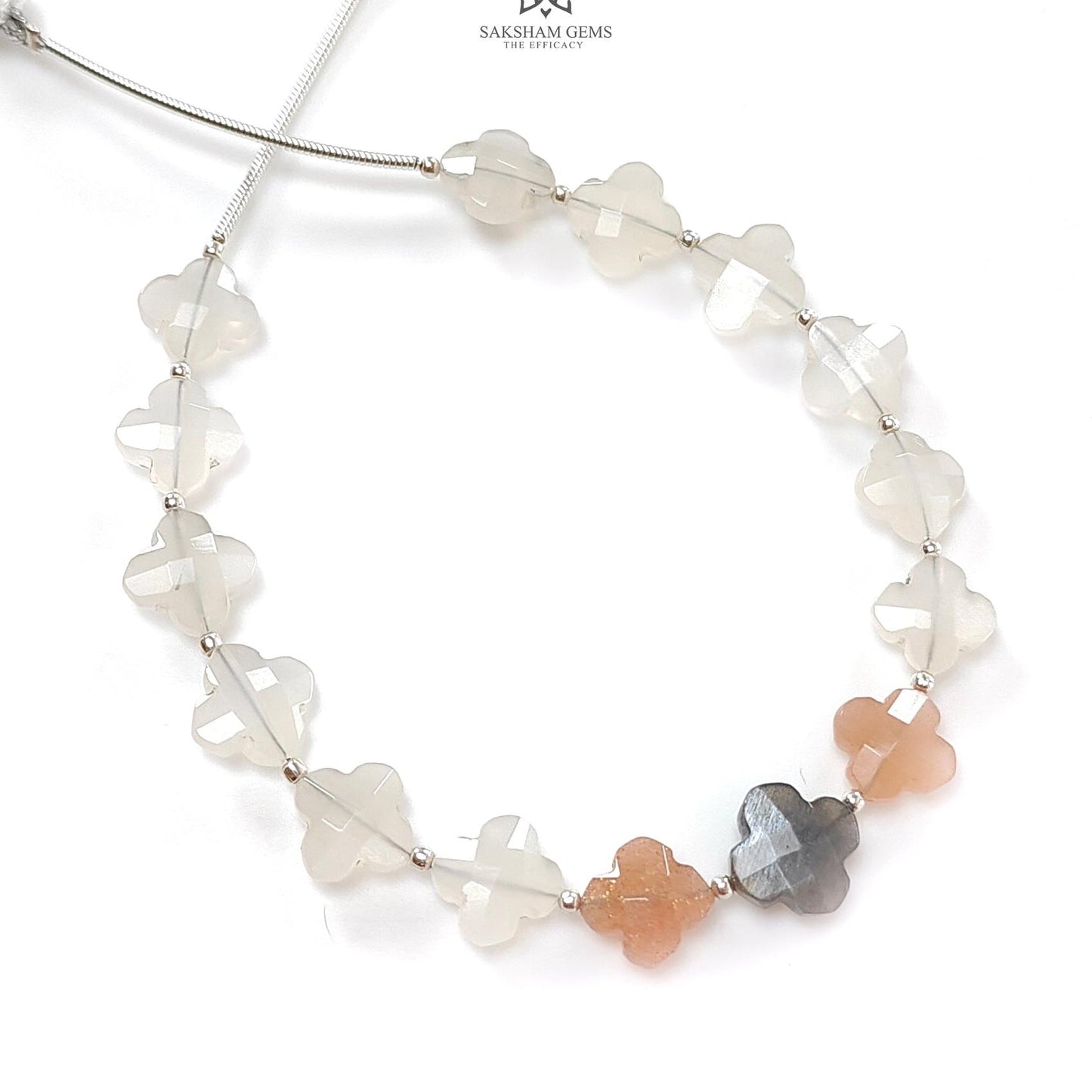 Multi Color Moonstone Faceted Loose Beads: 31.90cts Natural Moonstone Gemstone Fancy Both Side Checker Cut Beads For Jewelry 8mm - 9mm 6.30"
