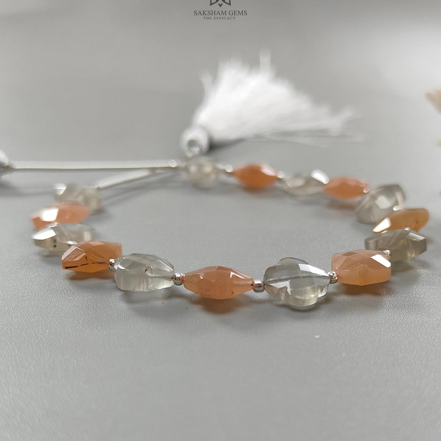 Multi Color Moonstone Faceted Loose Beads: 31.70cts Natural Moonstone Gemstone Fancy Both Side Checker Cut Beads For Jewelry 8mm 6.30"