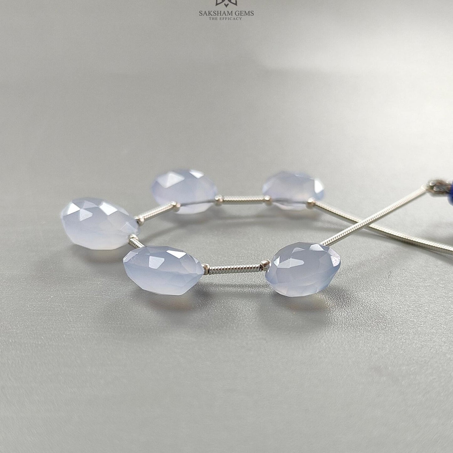 Blue Chalcedony Faceted Loose Beads: 32.00cts Natural Untreated Chalcedony Gemstone 925 Silver Heart Checker Cut Briolette 11mm - 13mm