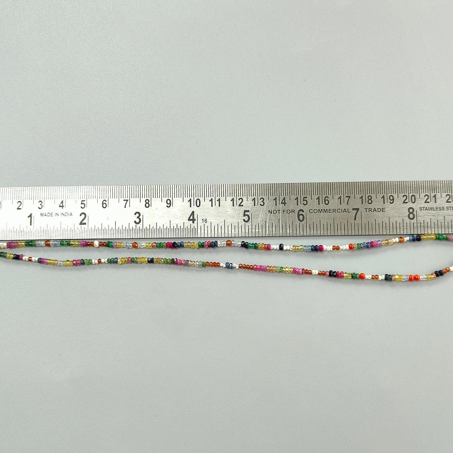 Natural Untreated Precious Gemstone NAVRATNA Multi Sapphire Round Pearl Coral Hessonite Emerald Ruby 31.70cts, 3mm 18" Faceted Loose Beads