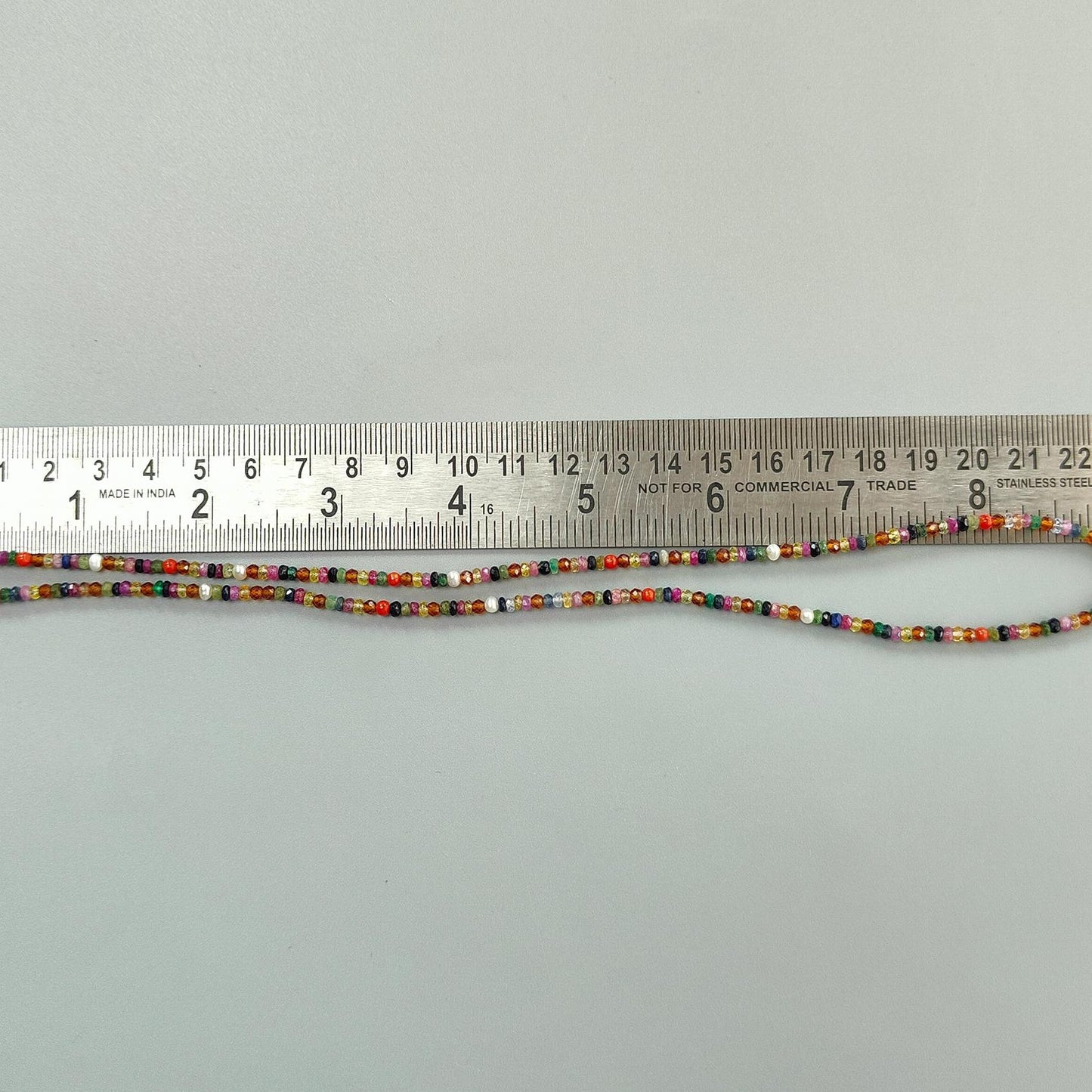 Natural Untreated Precious Gemstone NAVRATNA Multi Sapphire Round Pearl Coral Hessonite Emerald Ruby 40.10cts, 3mm 18" Faceted Loose Beads