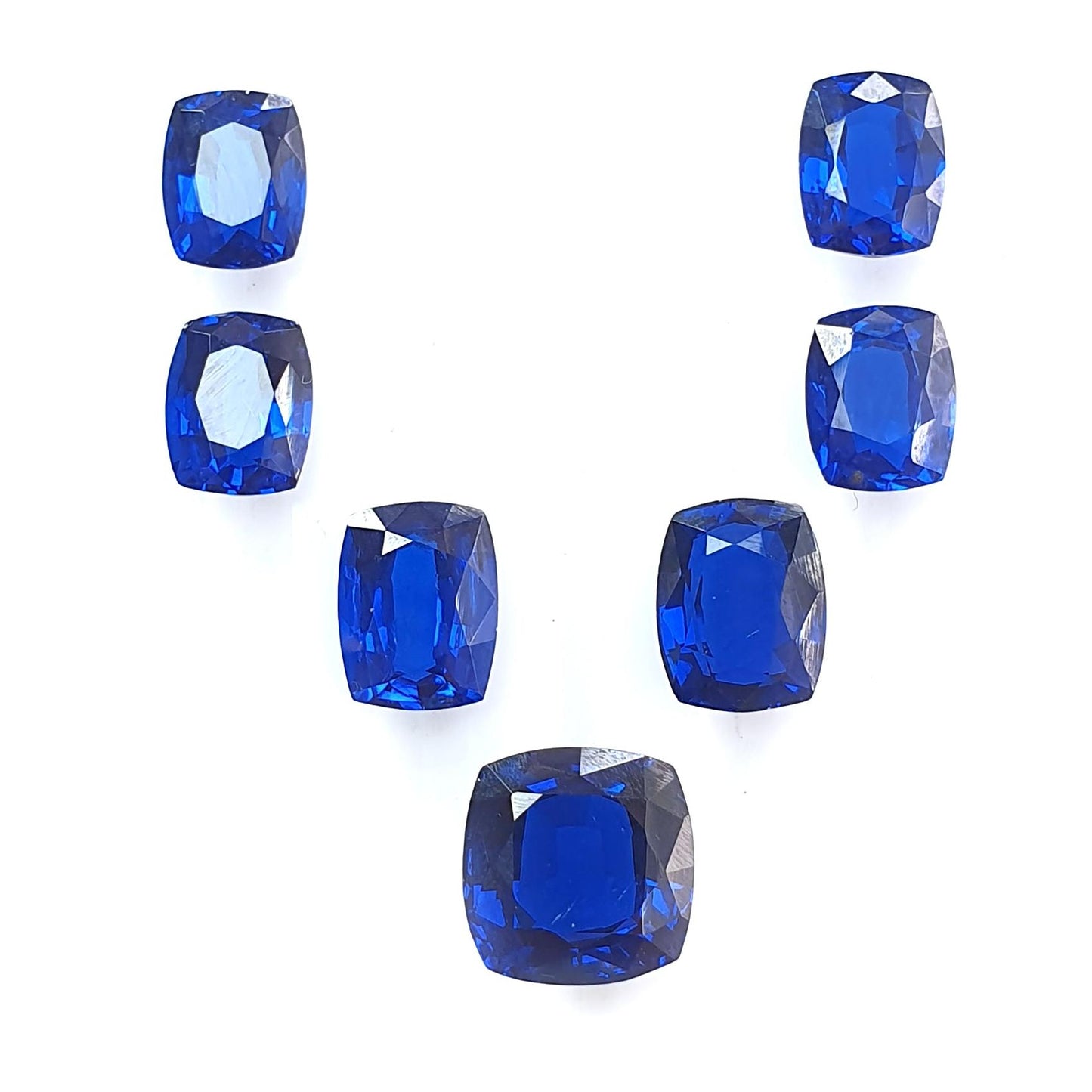 Blue Nanosital Gemstone Faceted Cut: 13.70cts Nanosital Gemstone Faceted Cushion Shape 8*6mm - 10mm 7pcs Lot For Jewelry