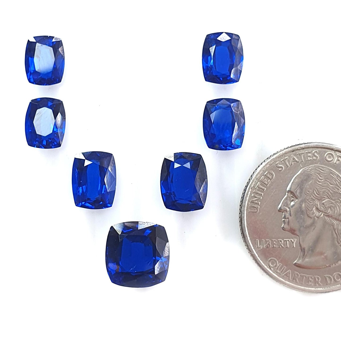 Blue Nanosital Gemstone Faceted Cut: 13.70cts Nanosital Gemstone Faceted Cushion Shape 8*6mm - 10mm 7pcs Lot For Jewelry
