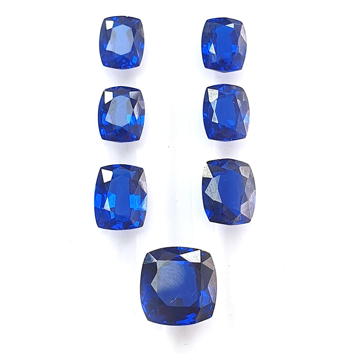 Blue Nanosital Gemstone Faceted Cut: 13.70cts Nanosital Gemstone Faceted Cushion Shape 8*6mm - 10mm 7pcs Lot For Jewelry