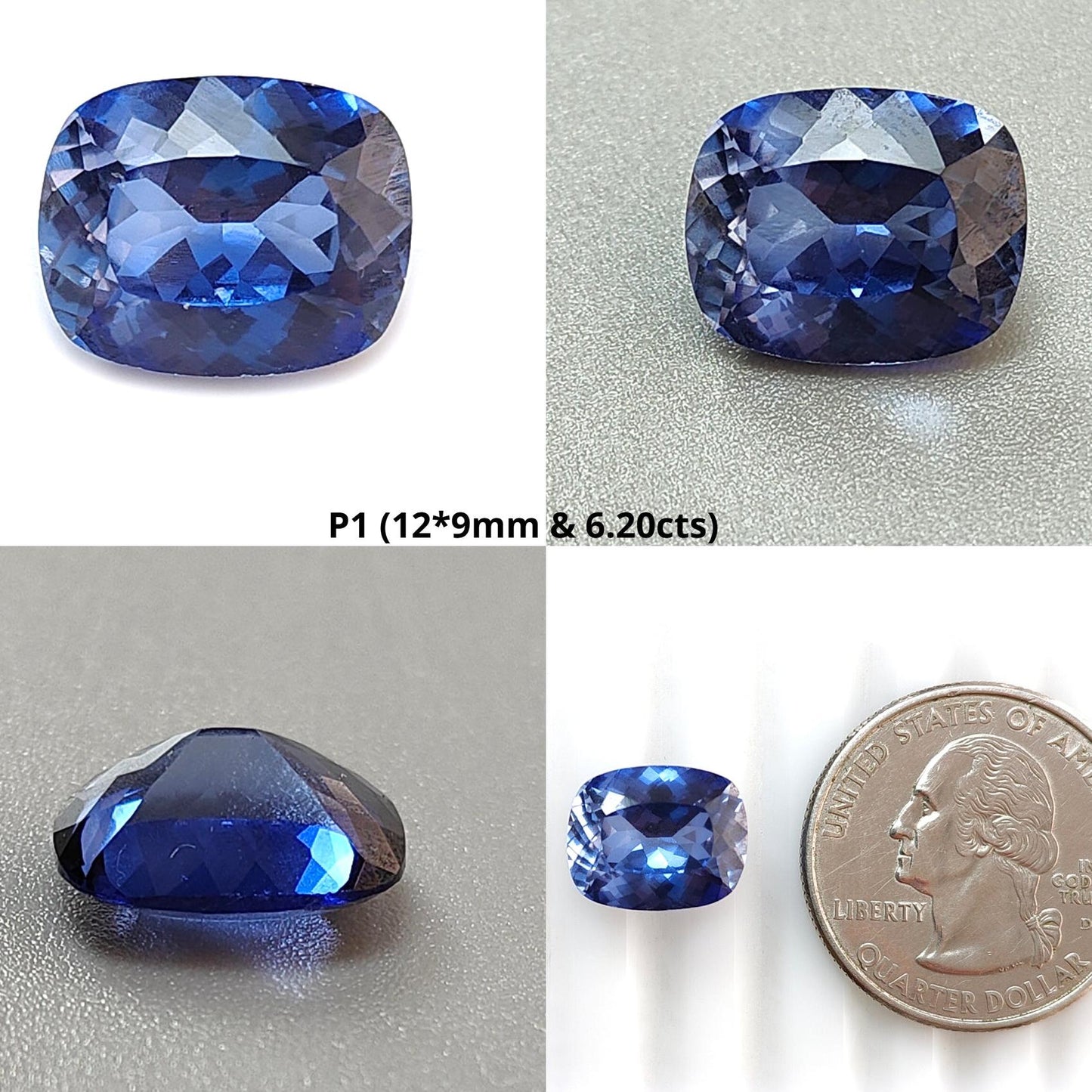 Synthetic Multi Color Gemstones Faceted Cut: Manmade Sapphire, Padparadscha & Garnet Cushion Shape 1pc for Ring/Pendant