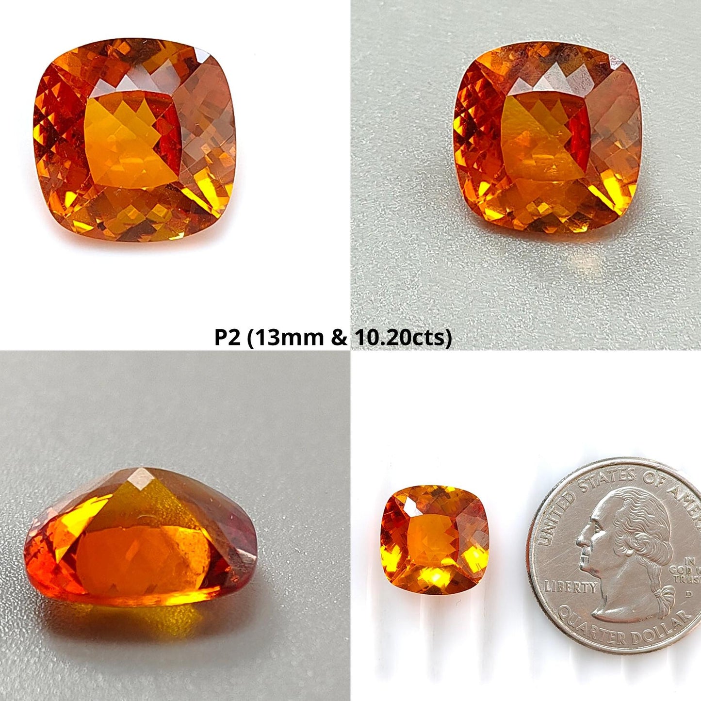 Synthetic Multi Color Gemstones Faceted Cut: Manmade Sapphire, Padparadscha & Garnet Cushion Shape 1pc for Ring/Pendant