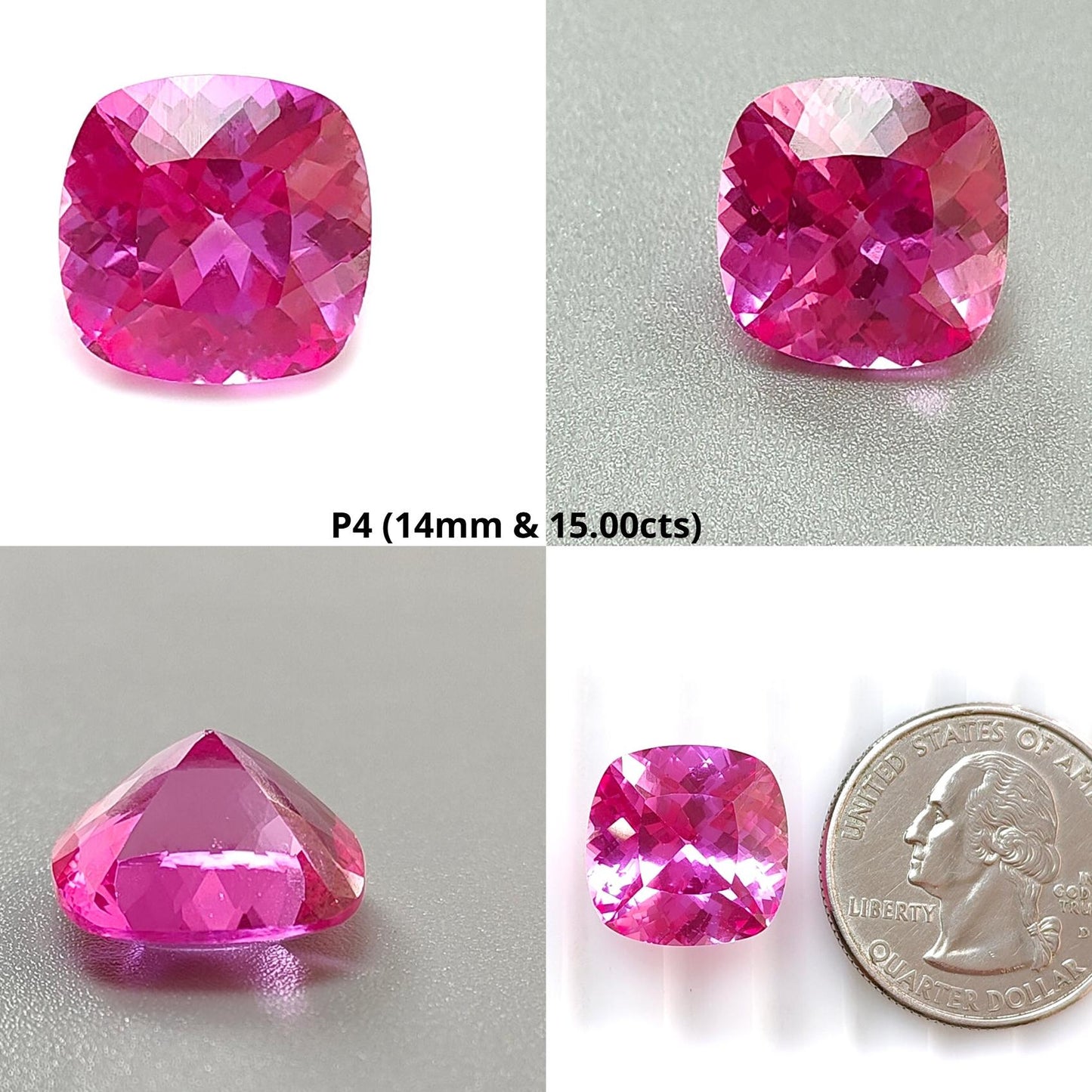 Synthetic Multi Color Gemstones Faceted Cut: Manmade Sapphire, Padparadscha & Garnet Cushion Shape 1pc for Ring/Pendant