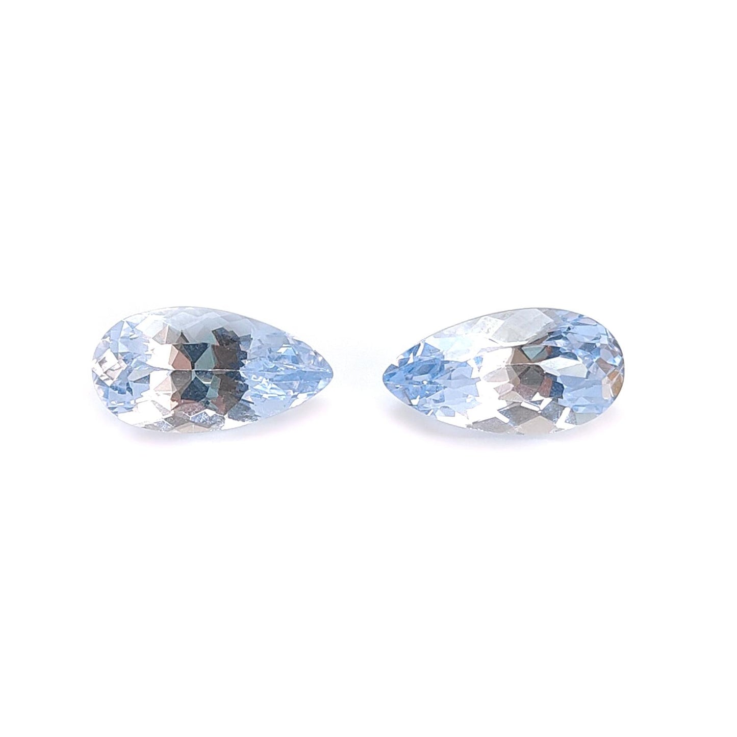Synthetic Multi Color Gemstones Faceted Cut: Manmade Aquamarine, Sapphire & Morganite Pear Shape 16*8mm Pair for Jewelry