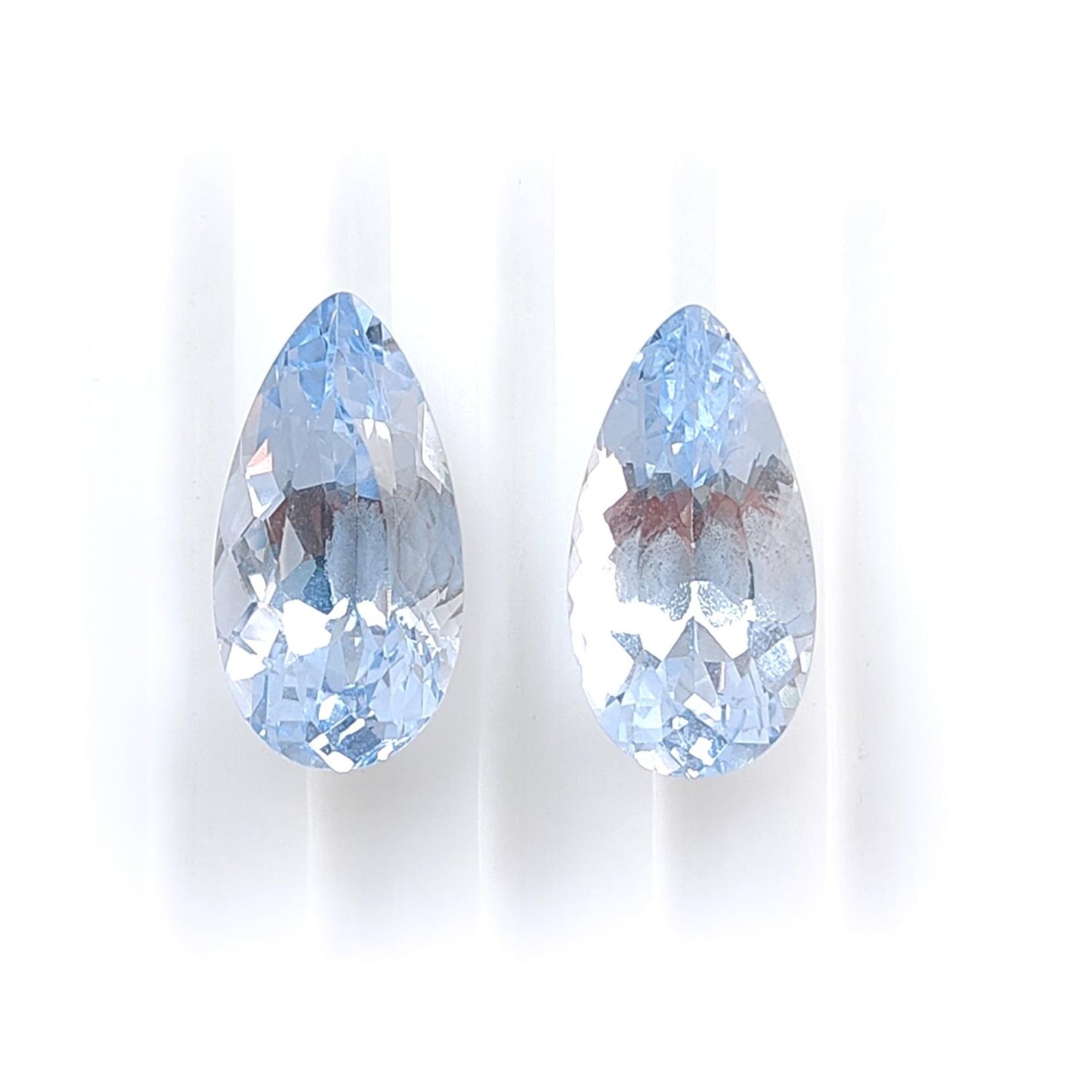 Synthetic Multi Color Gemstones Faceted Cut: Manmade Aquamarine, Sapphire & Morganite Pear Shape 16*8mm Pair for Jewelry