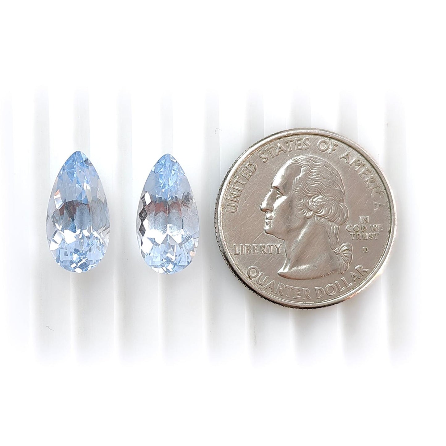 Synthetic Multi Color Gemstones Faceted Cut: Manmade Aquamarine, Sapphire & Morganite Pear Shape 16*8mm Pair for Jewelry