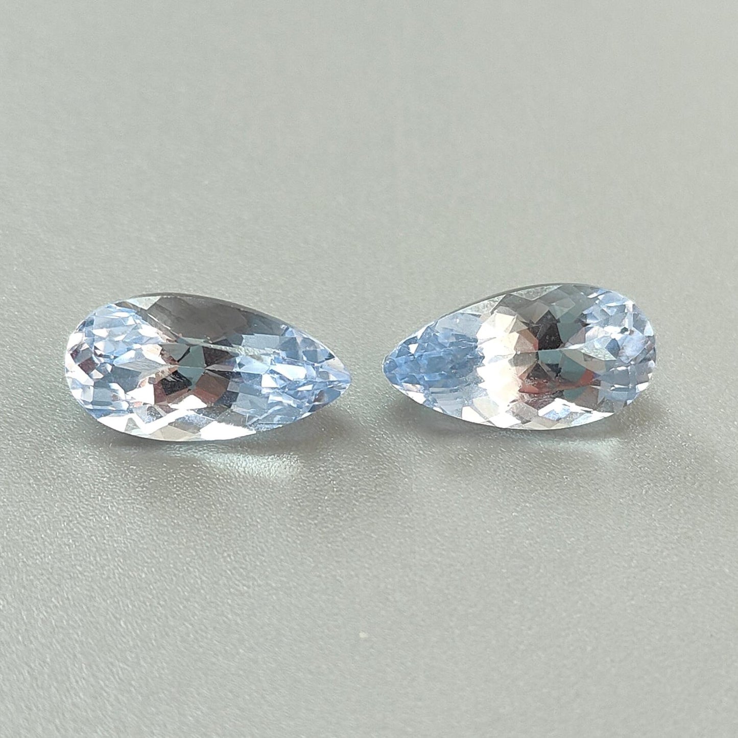 Synthetic Multi Color Gemstones Faceted Cut: Manmade Aquamarine, Sapphire & Morganite Pear Shape 16*8mm Pair for Jewelry