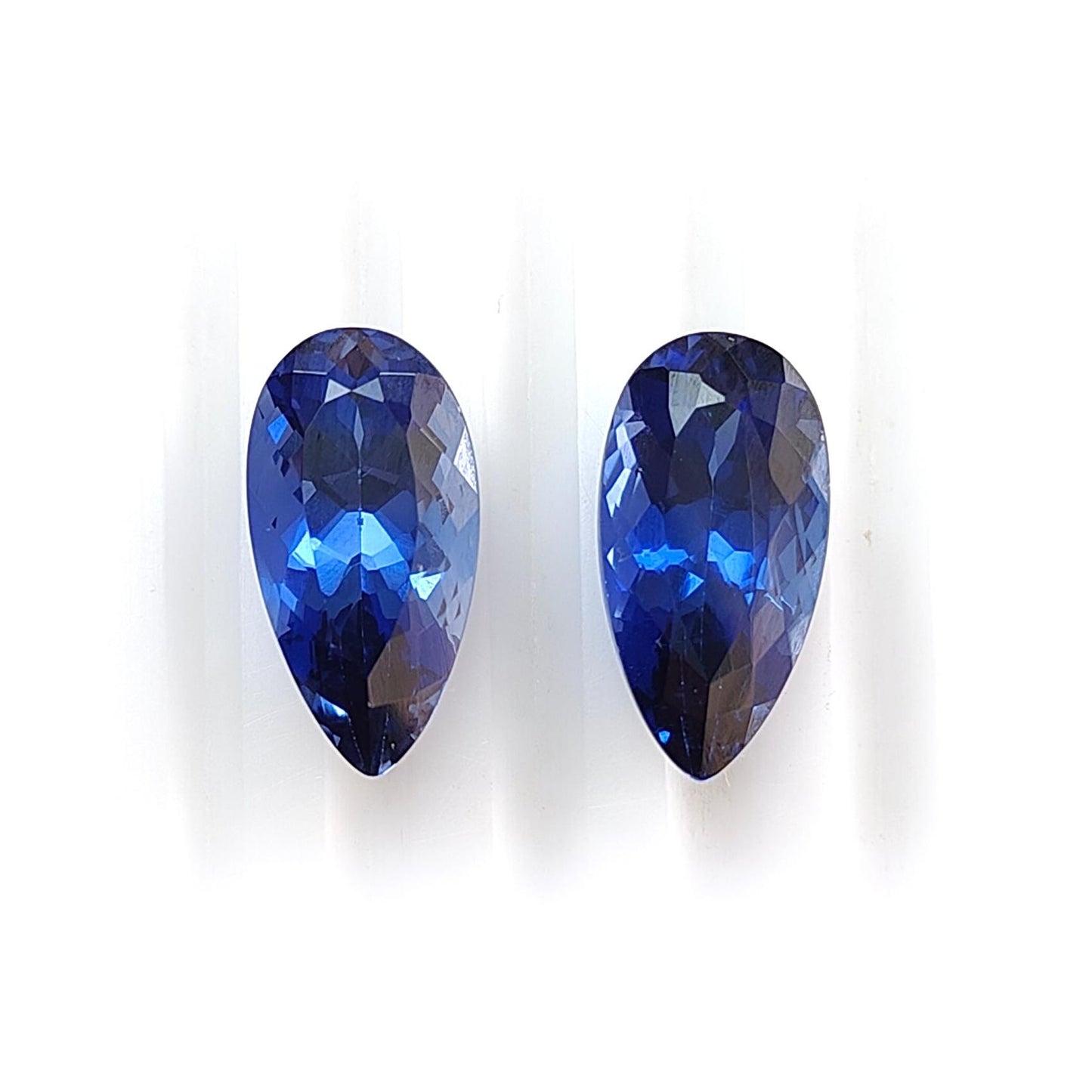 Synthetic Multi Color Gemstones Faceted Cut: Manmade Aquamarine, Sapphire & Morganite Pear Shape 16*8mm Pair for Jewelry