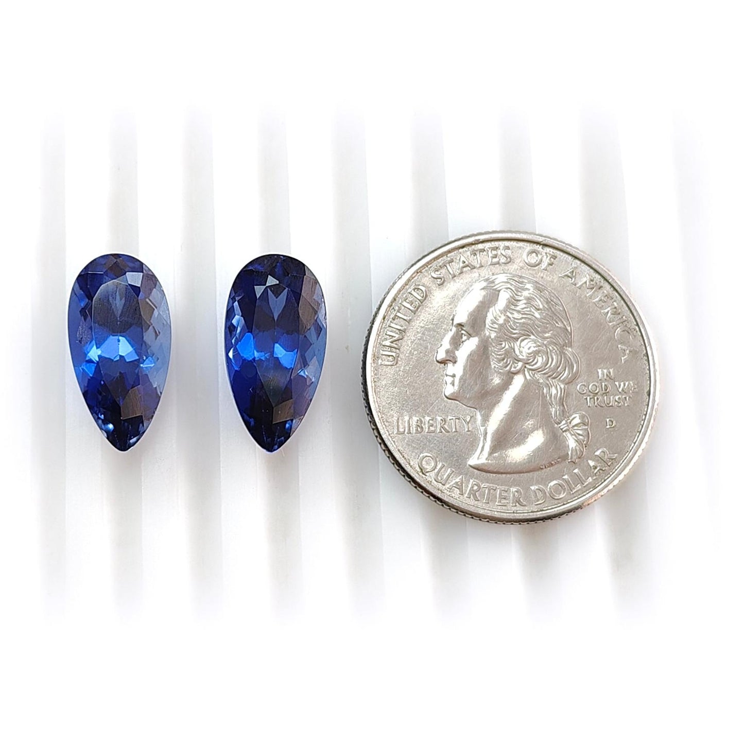 Synthetic Multi Color Gemstones Faceted Cut: Manmade Aquamarine, Sapphire & Morganite Pear Shape 16*8mm Pair for Jewelry
