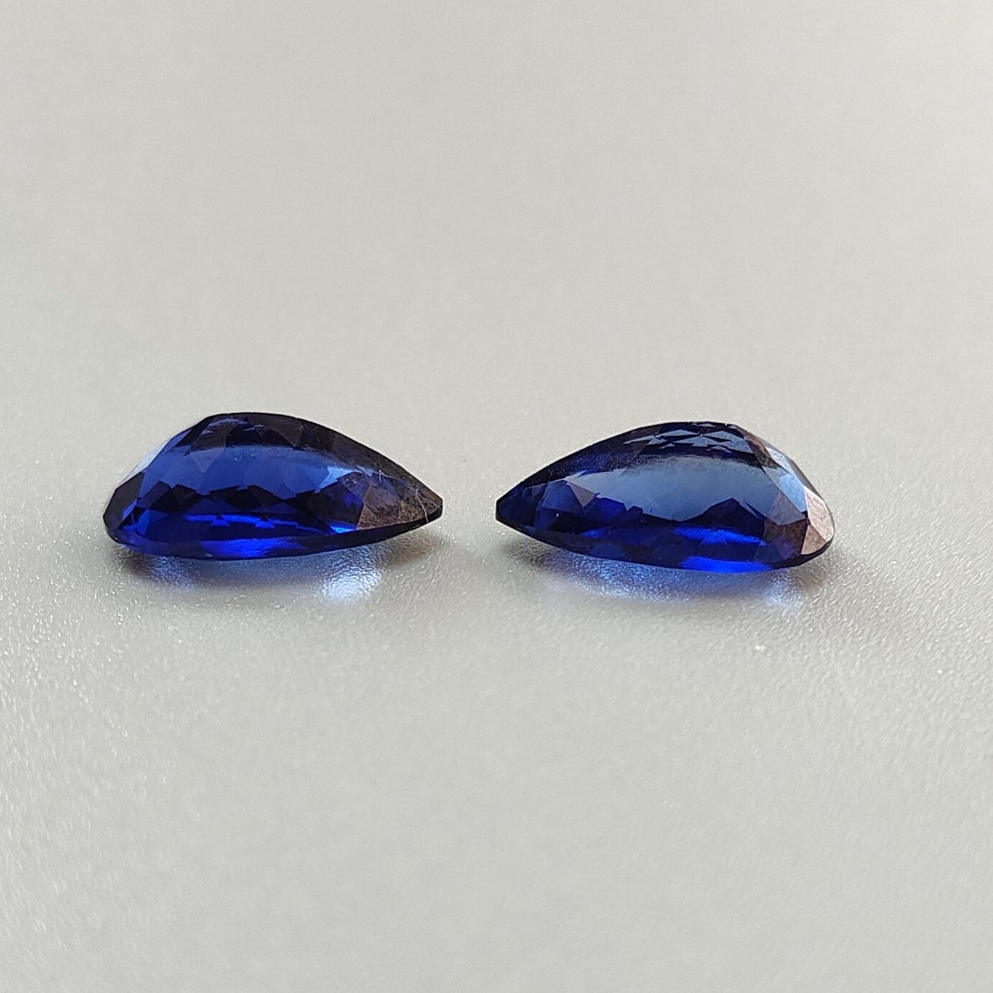 Synthetic Multi Color Gemstones Faceted Cut: Manmade Aquamarine, Sapphire & Morganite Pear Shape 16*8mm Pair for Jewelry