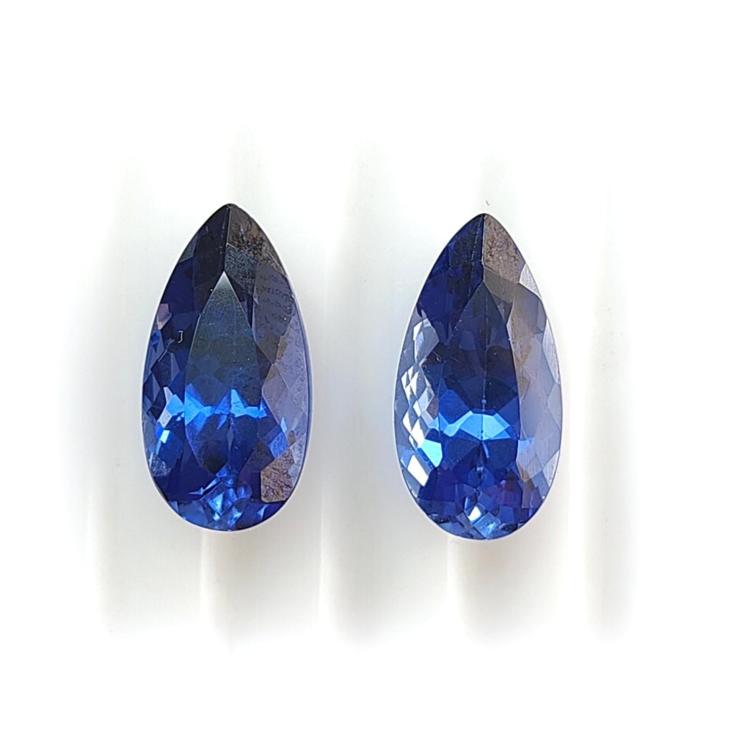 Synthetic Multi Color Gemstones Faceted Cut: Manmade Aquamarine, Sapphire & Morganite Pear Shape 16*8mm Pair for Jewelry