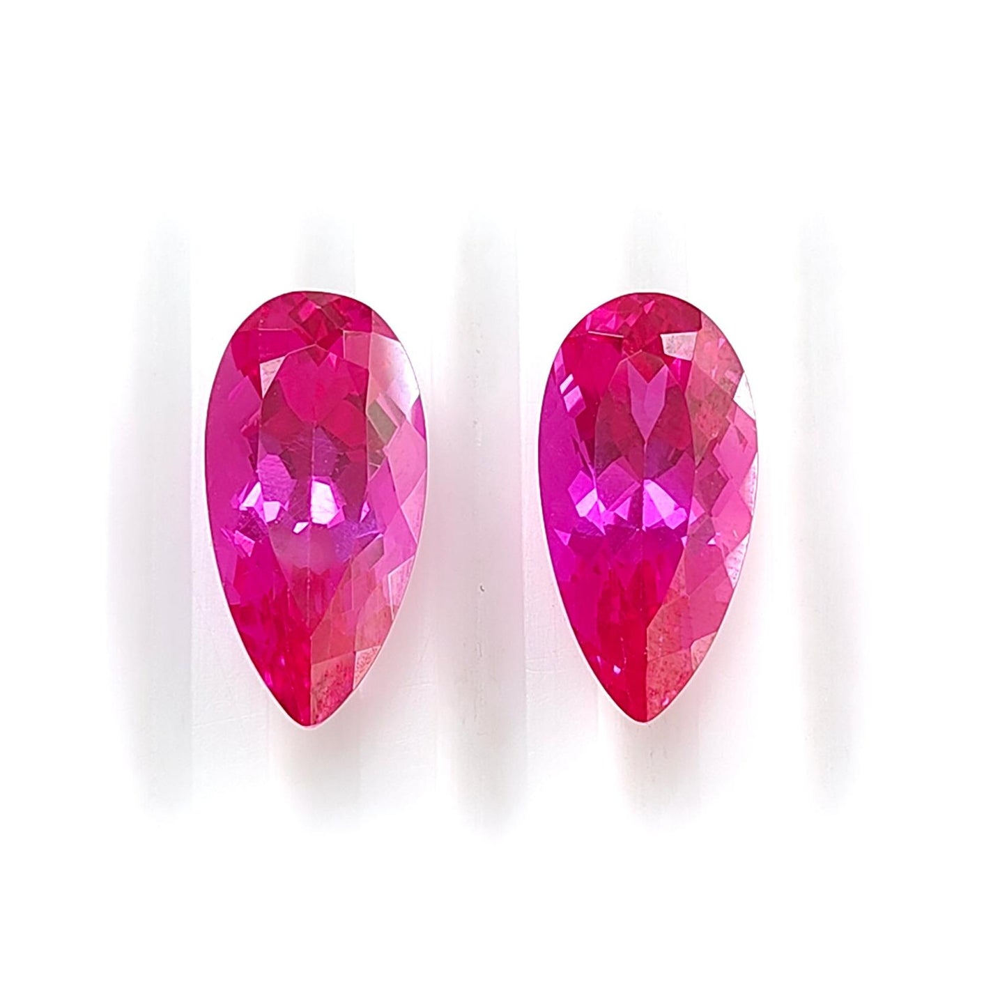 Synthetic Multi Color Gemstones Faceted Cut: Manmade Aquamarine, Sapphire & Morganite Pear Shape 16*8mm Pair for Jewelry