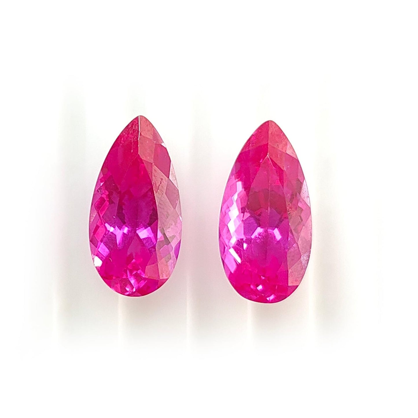 Synthetic Multi Color Gemstones Faceted Cut: Manmade Aquamarine, Sapphire & Morganite Pear Shape 16*8mm Pair for Jewelry